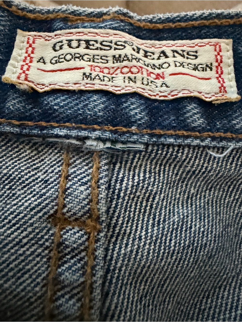 GUESS Vintage 90s Y2K 100% Cotton High Rise Rigid Denim Jeans Size 32 33x27 - Picture 8 of 9